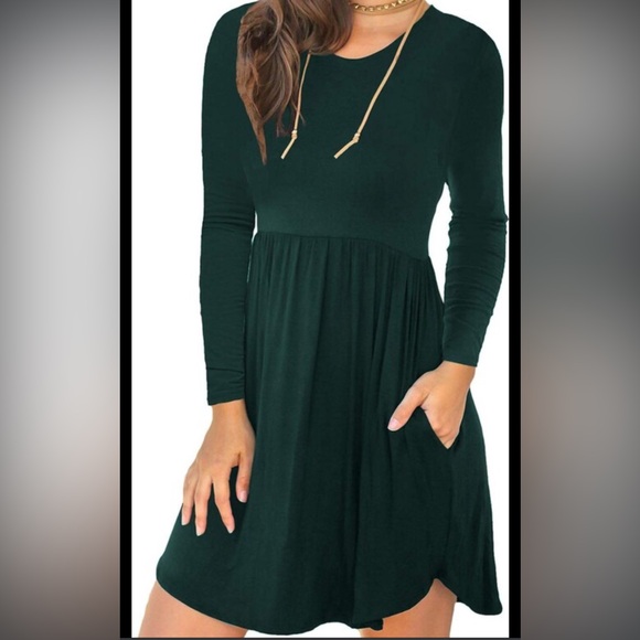Himone Dresses & Skirts - Elegant Long Sleeve Dress in Forest Green